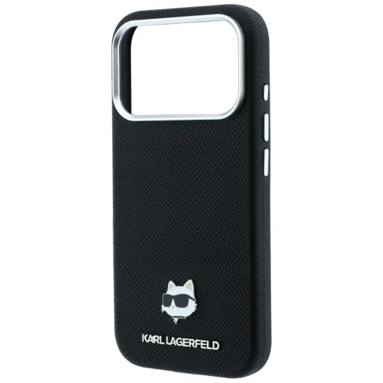 Калъф за телефон за iPhone 18 Pro Max / iPhone 17 Pro Max Grained Leather C Head Metal MagSafe (KLHMP18X6PSCHLK) - Karl Lagerfeld - Черен