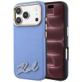 Калъф за телефон за iPhone 18 Pro Max / iPhone 17 Pro Max Grained Leather Resin Sign Logo MagSafe (KLHMP18X6PWKSRSB) - Karl Lagerfeld - Светлосин