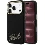 Калъф за телефон за iPhone 18 Pro Max / iPhone 17 Pro Max Grained Leather Resin Sign Logo MagSafe (KLHMP18X6PWKSRSK) - Karl Lagerfeld - Черен