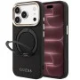 Калъф за телефон за iPhone 18 Pro Max / iPhone 17 Pro Max Grained Leather Ring Stand 360 Classic MagSafe (GUHMP18X6PSGRSCLK) - Guess - Черен