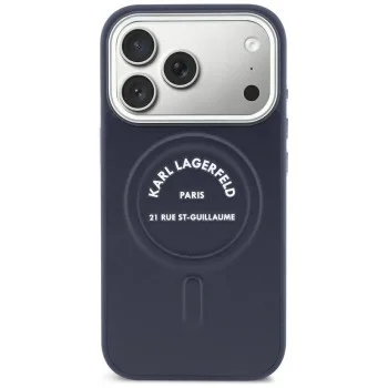 Калъф за телефон за iPhone 18 Pro Max / iPhone 17 Pro Max Leather Embossed Open Ring Karl MagSafe (KLHMP18XPSKRSGEB) - Karl Lagerfeld - Син