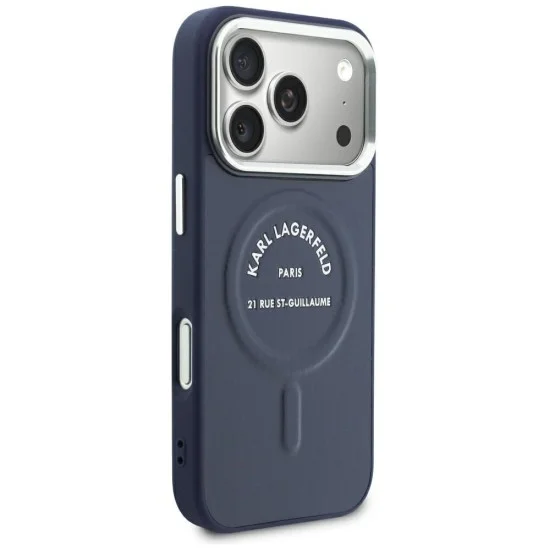 Калъф за телефон за iPhone 18 Pro Max / iPhone 17 Pro Max Leather Embossed Open Ring Karl MagSafe (KLHMP18XPSKRSGEB) - Karl Lagerfeld - Син