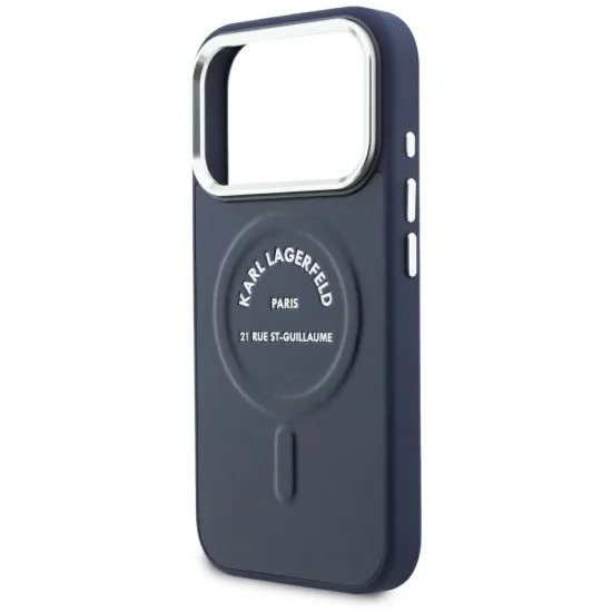 Калъф за телефон за iPhone 18 Pro Max / iPhone 17 Pro Max Leather Embossed Open Ring Karl MagSafe (KLHMP18XPSKRSGEB) - Karl Lagerfeld - Син