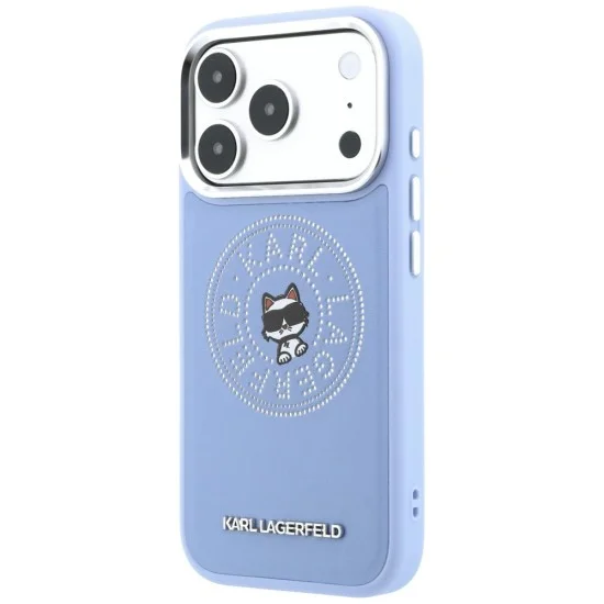 Калъф за телефон за iPhone 18 Pro Max / iPhone 17 Pro Max Leather Point & C Sketch MagSafe (KLHMP18X6PCCPRB) - Karl Lagerfeld - Светлосин
