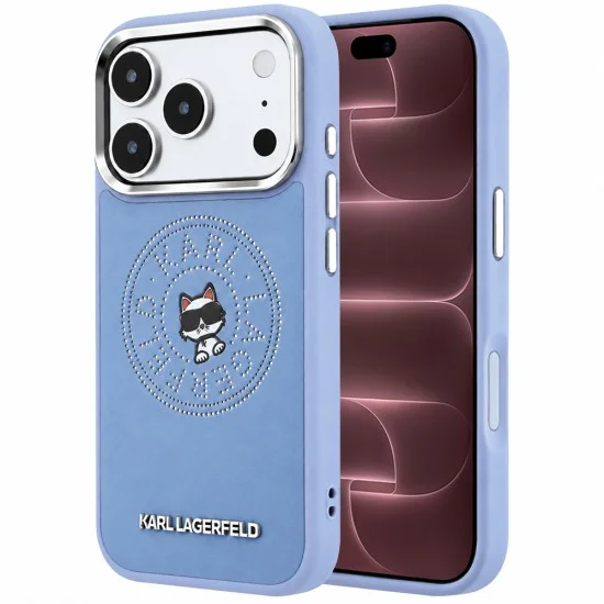 Калъф за телефон за iPhone 18 Pro Max / iPhone 17 Pro Max Leather Point & C Sketch MagSafe (KLHMP18X6PCCPRB) - Karl Lagerfeld - Светлосин
