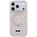 Калъф за телефон за iPhone 18 Pro Max / iPhone 17 Pro Max Leather Ring Stand 360 C Pin MagSafe (KLHMP18XPSRSCHHP) - Karl Lagerfeld - Розов