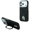 Калъф за телефон за iPhone 18 Pro Max / iPhone 17 Pro Max Leather Ring Stand 360 K Pin MagSafe (KLHMP18XPSRSKLHK) - Karl Lagerfeld - Черен