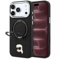 Калъф за телефон за iPhone 18 Pro Max / iPhone 17 Pro Max Leather Ring Stand 360 K Pin MagSafe (KLHMP18XPSRSKLHK) - Karl Lagerfeld - Черен