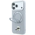 Калъф за телефон за iPhone 18 Pro Max / iPhone 17 Pro Max Leather Ring Stand 360 KC Pin MagSafe (KLHMP18XPSRSKCHG) - Karl Lagerfeld - Сив