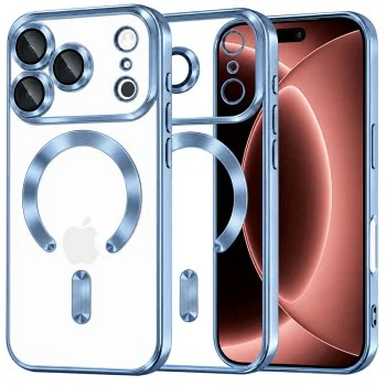 Калъф за телефон за iPhone 18 Pro Max / iPhone 17 Pro Max Luxury Crystal MagSafe - Techsuit - Светлосин
