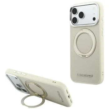 Калъф за телефон за iPhone 18 Pro Max / iPhone 17 Pro Max Ring Stand 360 Saffiano MagSafe (KLHMP18X6PSARSKME) - Karl Lagerfeld - Бежов