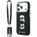 Калъф за телефон за iPhone 18 Pro Max / iPhone 17 Pro Max Saffiano K&C Heads Pins Logo Crossbody (KLHCP18XPSWFDHPSK) - Karl Lagerfeld - Черен
