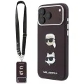 Калъф за телефон за iPhone 18 Pro Max / iPhone 17 Pro Max Saffiano K&C Heads Pins Logo Crossbody (KLHCP18XPSWFDHPSR) - Karl Lagerfeld - Бордо