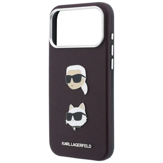 Калъф за телефон за iPhone 18 Pro Max / iPhone 17 Pro Max Saffiano K&C Heads Pins Logo Crossbody (KLHCP18XPSWFDHPSR) - Karl Lagerfeld - Бордо