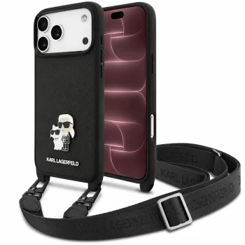 Калъф за телефон за iPhone 18 Pro Max / iPhone 17 Pro Max Saffiano K&C Metal Pin Crossbody (KLHCP18XSAKCPBK) - Karl Lagerfeld - Черен