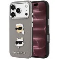 Калъф за телефон за iPhone 18 Pro Max / iPhone 17 Pro Max Saffiano with K&C Heads Pins and Logo (KLHCP18XPSWFDHPG) - Karl Lagerfeld - Сив