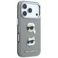 Калъф за телефон за iPhone 18 Pro Max / iPhone 17 Pro Max Saffiano with K&C Heads Pins and Logo (KLHCP18XPSWFDHPG) - Karl Lagerfeld - Сив