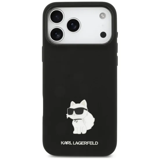 Калъф за телефон за iPhone 18 Pro Max / iPhone 17 Pro Max Silicone Choupette Metal Pin (KLHCP18XSMHCNPK) - Karl Lagerfeld - Черен