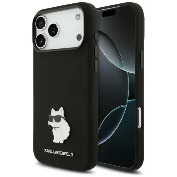 Калъф за телефон за iPhone 18 Pro Max / iPhone 17 Pro Max Silicone Choupette Metal Pin (KLHCP18XSMHCNPK) - Karl Lagerfeld - Черен