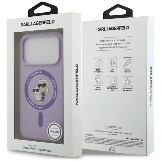 Калъф за телефон за iPhone 18 Pro Max / iPhone 17 Pro Max Silicone KC Body Ring MagSafe (KLHMP18XSCMKCRHU) - Karl Lagerfeld - Лилав