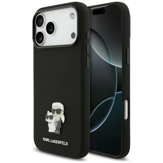 Калъф за телефон за iPhone 18 Pro Max / iPhone 17 Pro Max Silicone Karl & Choupette Metal Pin (KLHCP18XSMHKCNPK) - Karl Lagerfeld - Черен