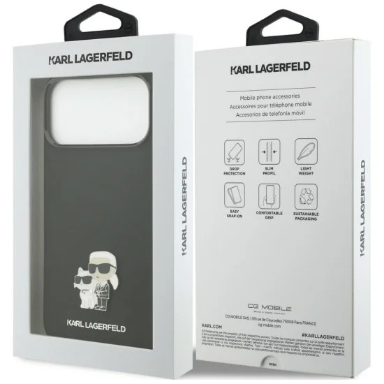 Калъф за телефон за iPhone 18 Pro Max / iPhone 17 Pro Max Silicone Karl & Choupette Metal Pin (KLHCP18XSMHKCNPK) - Karl Lagerfeld - Черен