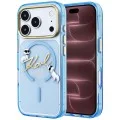 Калъф за телефон за iPhone 18 Pro Max / iPhone 17 Pro Max IML Choupette and Karl Script Logo MagSafe (KLHMP18X5HKSCAL) - Karl Lagerfeld - Светлосин