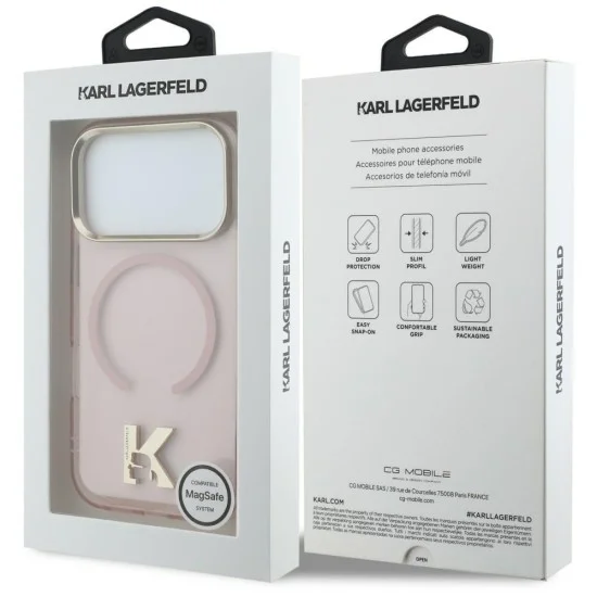 Калъф за телефон за iPhone 18 Pro Max / iPhone 17 Pro Max IML K Head Logo MagSafe (KLHMP18X5HTMKHDP) - Karl Lagerfeld - Розов