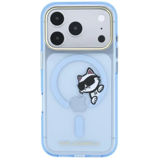 Калъф за телефон за iPhone 18 Pro Max / iPhone 17 Pro Max IML Peekaboo Print Metal Frame MagSafe (KLHMP18X6HCPSCB) - Karl Lagerfeld - Светлосин