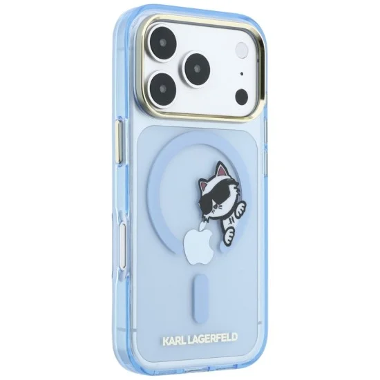 Калъф за телефон за iPhone 18 Pro Max / iPhone 17 Pro Max IML Peekaboo Print Metal Frame MagSafe (KLHMP18X6HCPSCB) - Karl Lagerfeld - Светлосин