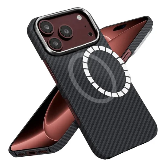 Калъф за телефон за iPhone 18 Pro / iPhone 17 Pro Aramid Fiber MagSafe - Techsuit - Черен