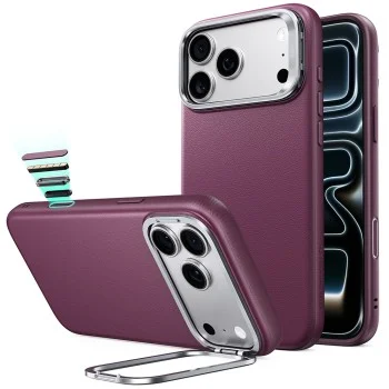 Калъф за телефон за iPhone 18 Pro / iPhone 17 Pro Atelier Magnetic Kickstand - ESR - Матирано бордо