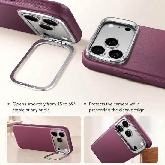 Калъф за телефон за iPhone 18 Pro / iPhone 17 Pro Atelier Magnetic Kickstand - ESR - Матирано бордо