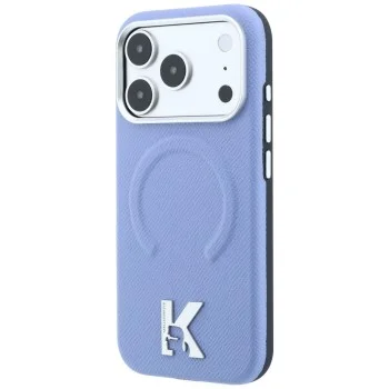 Калъф за телефон за iPhone 18 Pro / iPhone 17 Pro Grained Leather Embossed Ring MagSafe (KLHMP18L6PWBKECB) - Karl Lagerfeld - Светлосин