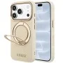 Калъф за телефон за iPhone 18 Pro / iPhone 17 Pro Grained Leather Ring Stand 360 Classic Logo MagSafe (GUHMP18L6PSGRSCLE) - Guess - Бежов