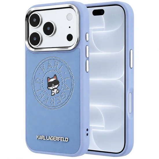Калъф за телефон за iPhone 18 Pro / iPhone 17 Pro Leather Point & C Sketch MagSafe (KLHMP18L6PCCPRB) - Karl Lagerfeld - Светлосин
