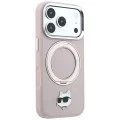 Калъф за телефон за iPhone 18 Pro / iPhone 17 Pro Leather Ring Stand 360 C Pin MagSafe (KLHMP18LPSRSCHHP) - Karl Lagerfeld - Розов