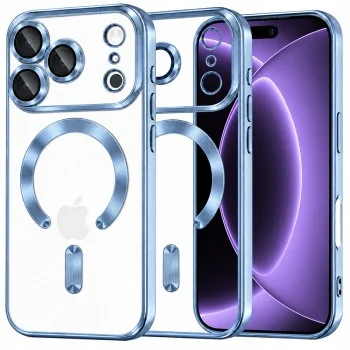 Калъф за телефон за iPhone 18 Pro / iPhone 17 Pro Luxury Crystal MagSafe - Techsuit - Светлосин