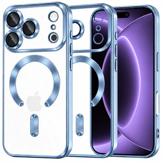 Калъф за телефон за iPhone 18 Pro / iPhone 17 Pro Luxury Crystal MagSafe - Techsuit - Светлосин