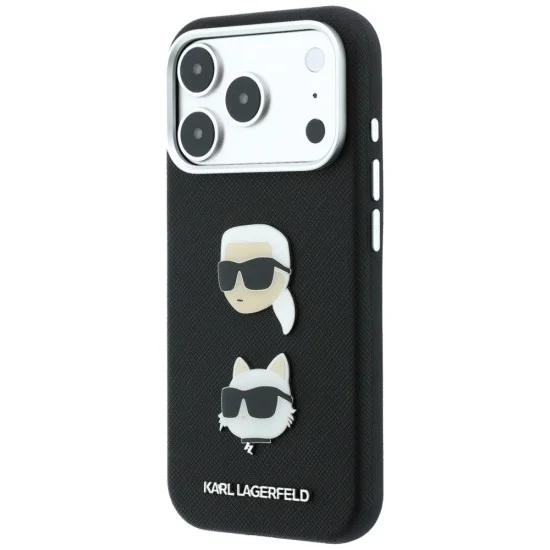 Калъф за телефон за iPhone 18 Pro / iPhone 17 Pro Saffiano K&C Heads Pins Logo Crossbody (KLHCP18LPSWFDHPSK) - Karl Lagerfeld - Черен