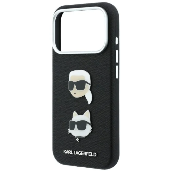 Калъф за телефон за iPhone 18 Pro / iPhone 17 Pro Saffiano K&C Heads Pins Logo Crossbody (KLHCP18LPSWFDHPSK) - Karl Lagerfeld - Черен