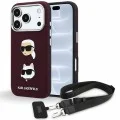 Калъф за телефон за iPhone 18 Pro / iPhone 17 Pro Saffiano K&C Heads Pins Logo Crossbody (KLHCP18LPSWFDHPSR) - Karl Lagerfeld - Бордо