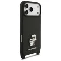 Калъф за телефон за iPhone 18 Pro / iPhone 17 Pro Saffiano K&C Metal Pin Crossbody (KLHCP18LSAKCPBK) - Karl Lagerfeld - Черен