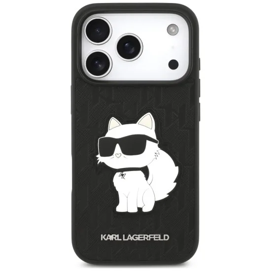 Калъф за телефон за iPhone 18 Pro / iPhone 17 Pro Saffiano Mono Patch Choupette (KLHCP18LSAKHPCK) - Karl Lagerfeld - Черен