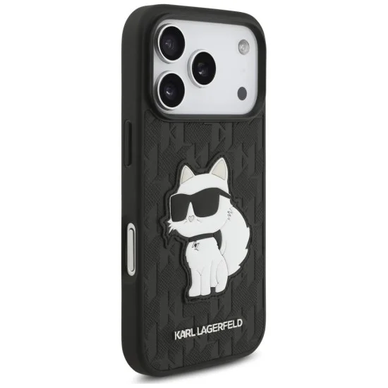 Калъф за телефон за iPhone 18 Pro / iPhone 17 Pro Saffiano Mono Patch Choupette (KLHCP18LSAKHPCK) - Karl Lagerfeld - Черен