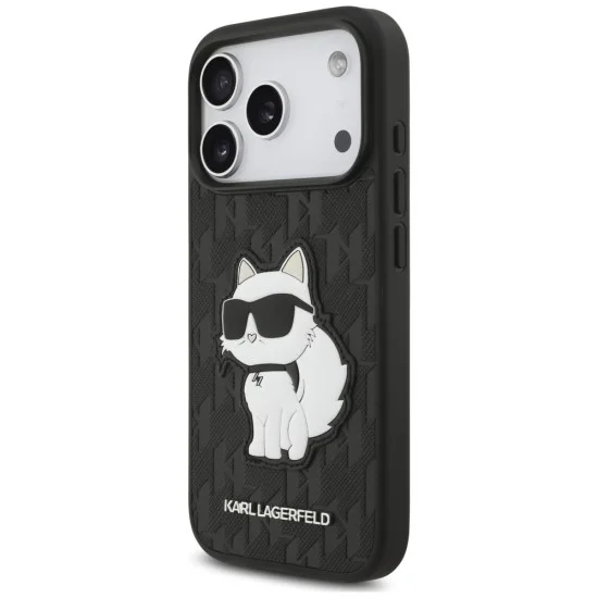 Калъф за телефон за iPhone 18 Pro / iPhone 17 Pro Saffiano Mono Patch Choupette (KLHCP18LSAKHPCK) - Karl Lagerfeld - Черен