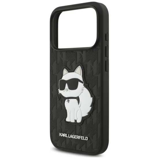 Калъф за телефон за iPhone 18 Pro / iPhone 17 Pro Saffiano Mono Patch Choupette (KLHCP18LSAKHPCK) - Karl Lagerfeld - Черен