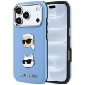 Калъф за телефон за iPhone 18 Pro / iPhone 17 Pro Saffiano with K&C Heads Pins and Logo (KLHCP18LPSWFDHPB) - Karl Lagerfeld - Светлосин