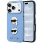 Калъф за телефон за iPhone 18 Pro / iPhone 17 Pro Saffiano with K&C Heads Pins and Logo (KLHCP18LPSWFDHPB) - Karl Lagerfeld - Светлосин