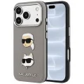 Калъф за телефон за iPhone 18 Pro / iPhone 17 Pro Saffiano with K&C Heads Pins and Logo (KLHCP18LPSWFDHPG) - Karl Lagerfeld - Сив